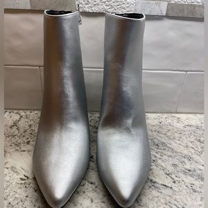 Rachel Zoe Silver Pointed Toe Heeled Ankle Boots